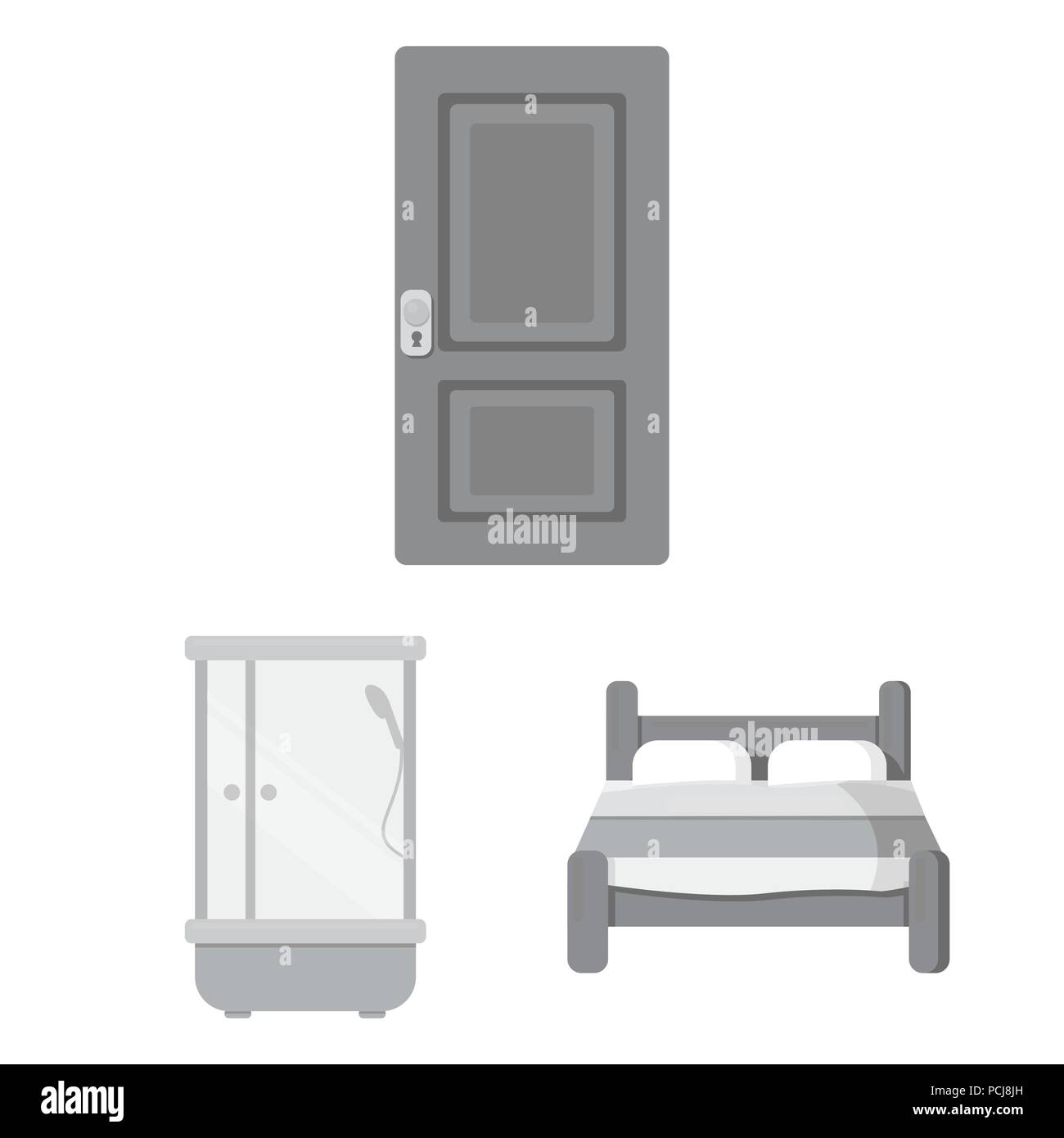 Furniture and interior monochrome icons in set collection for design ...