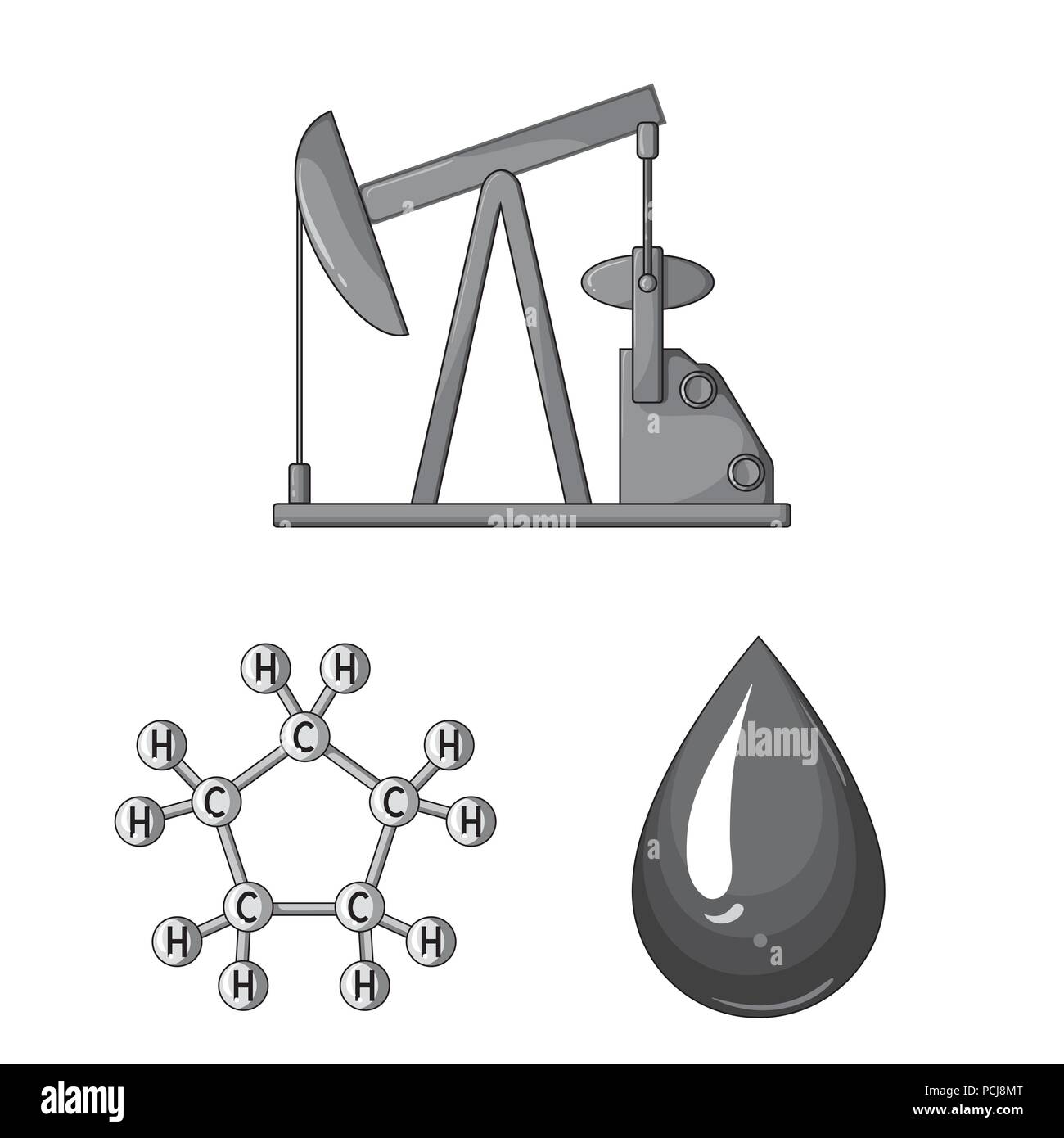 Oil industry monochrome icons in set collection for design. Equipment ...