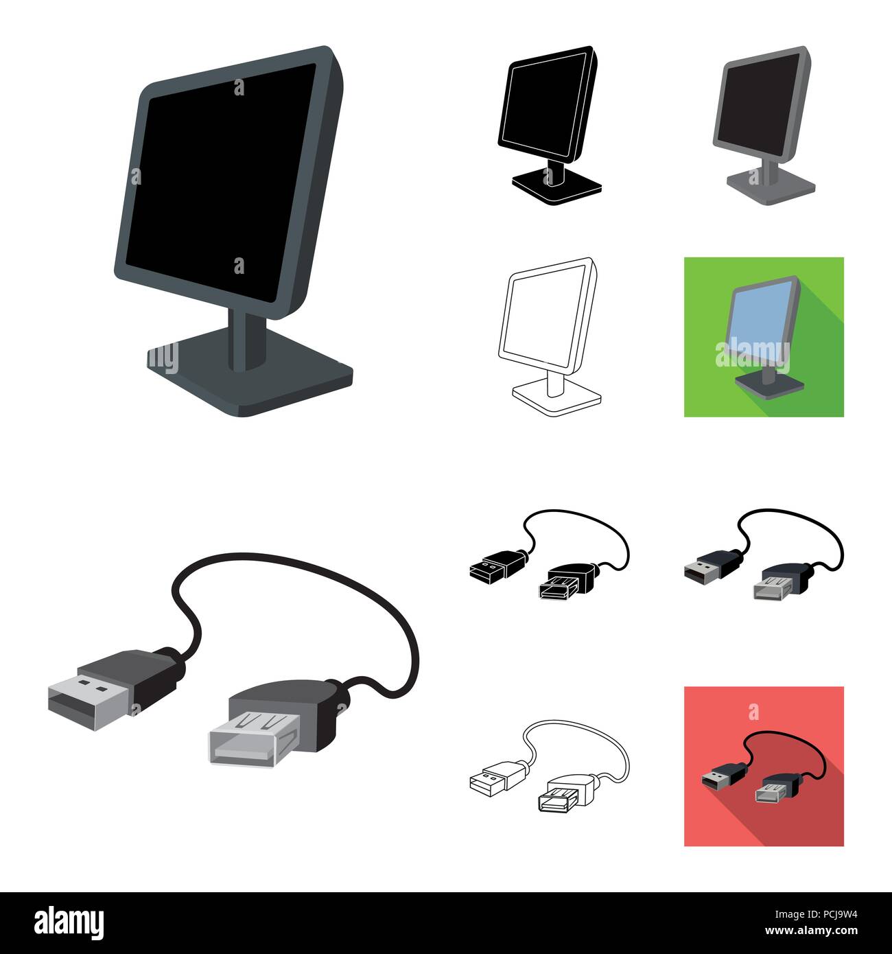 Computer accessories and peripheral black icons set isolated vector  illustration Stock Vector Image & Art - Alamy