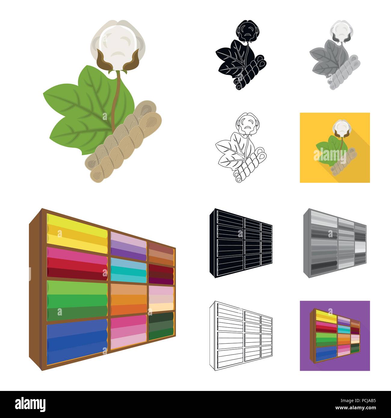 Textile industry cartoon,black,flat,monochrome,outline icons in set ...