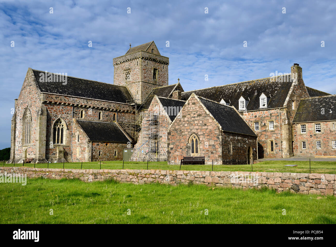 Restoration work of medieval church and monastery of Iona Abbey founded