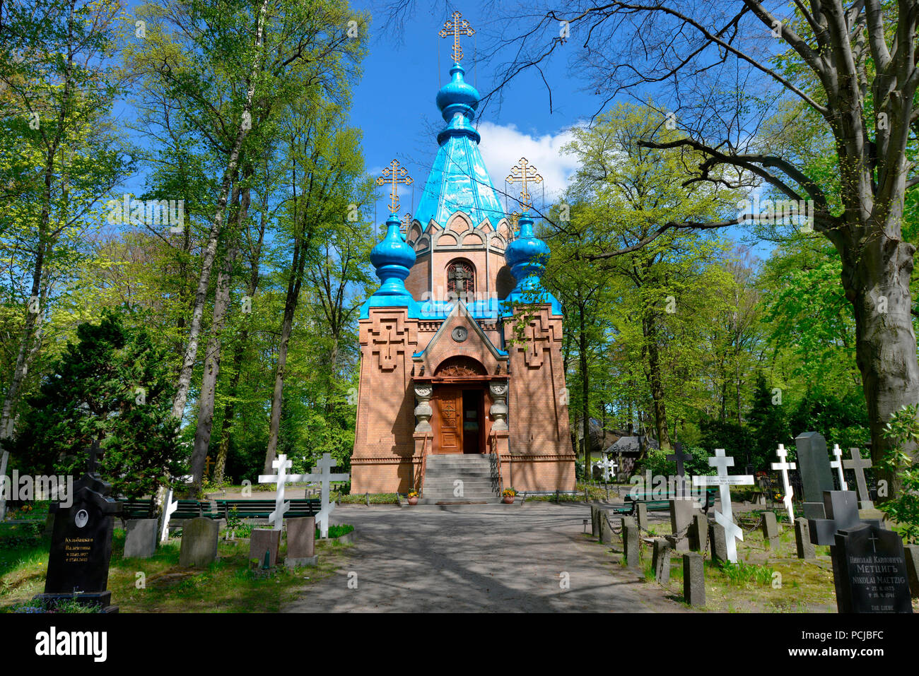 Russisch Orthodoxe Kirche, Friedhof, Wittestrasse, Tegel, Reinickendorf, Berlin, Deutschland Stock Photo