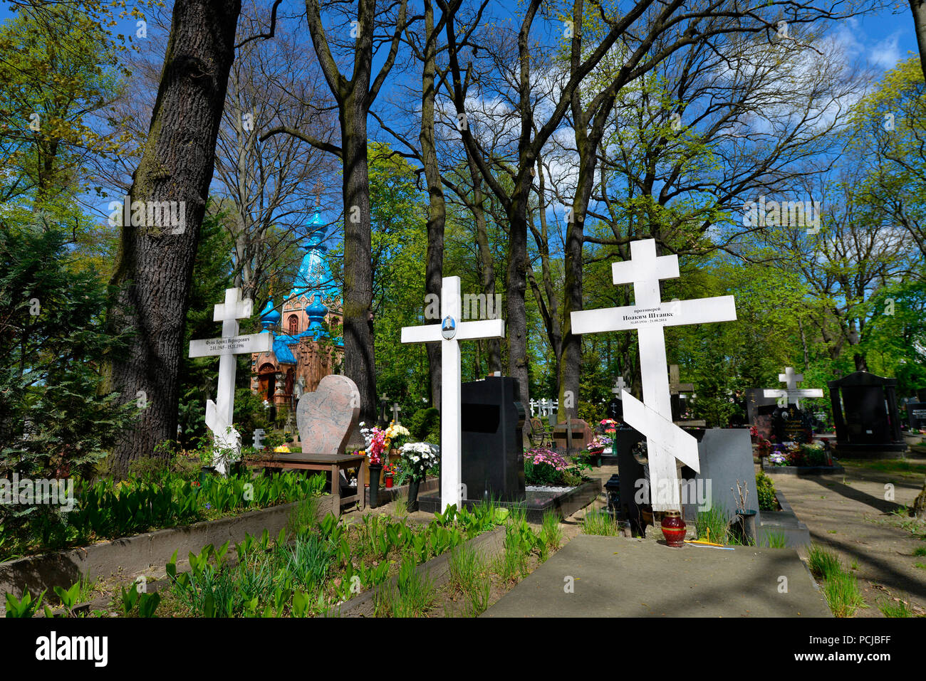 Russisch Orthodoxe Kirche, Friedhof, Wittestrasse, Tegel, Reinickendorf, Berlin, Deutschland Stock Photo
