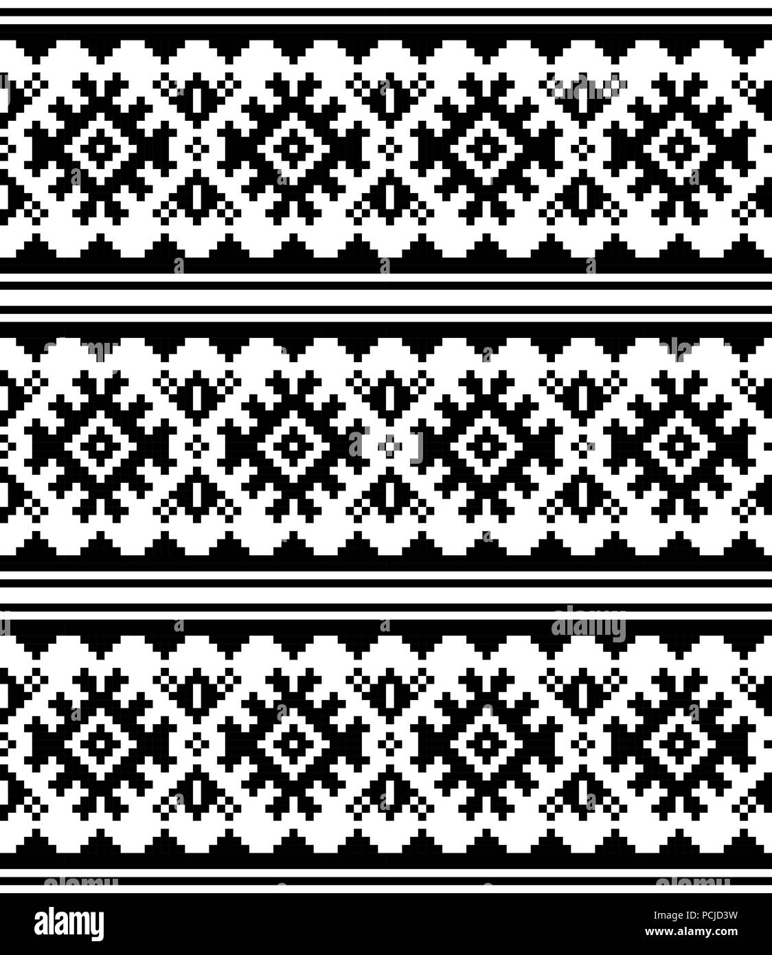 Winter or Christmas Scandinavian vector seamless pattern - Sami Lapland traditional embroidery style.  Repetitive design Stock Vector