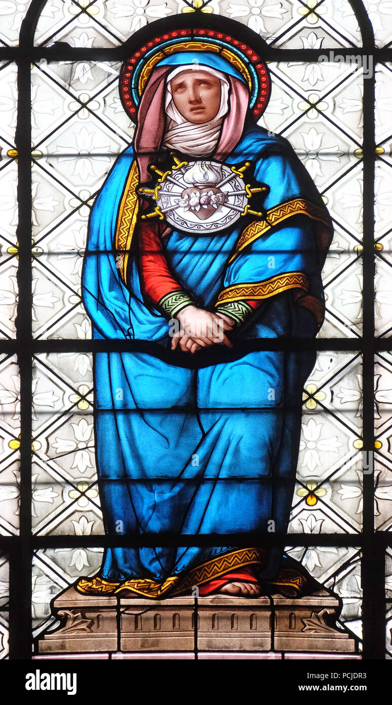 Seven Sorrows of the Virgin Mary, stained glass window in the Basilica
