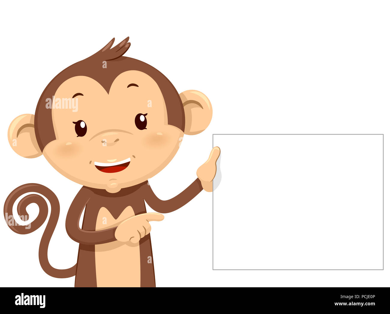 Illustration of a Monkey Mascot Holding a Blank Board Stock Photo - Alamy