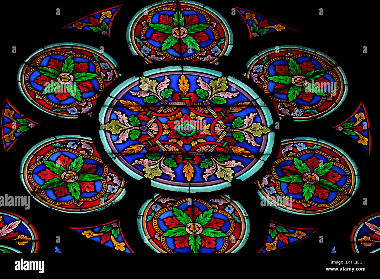 Stained glass windows in the Saint Eugene Saint Cecilia Church, Paris