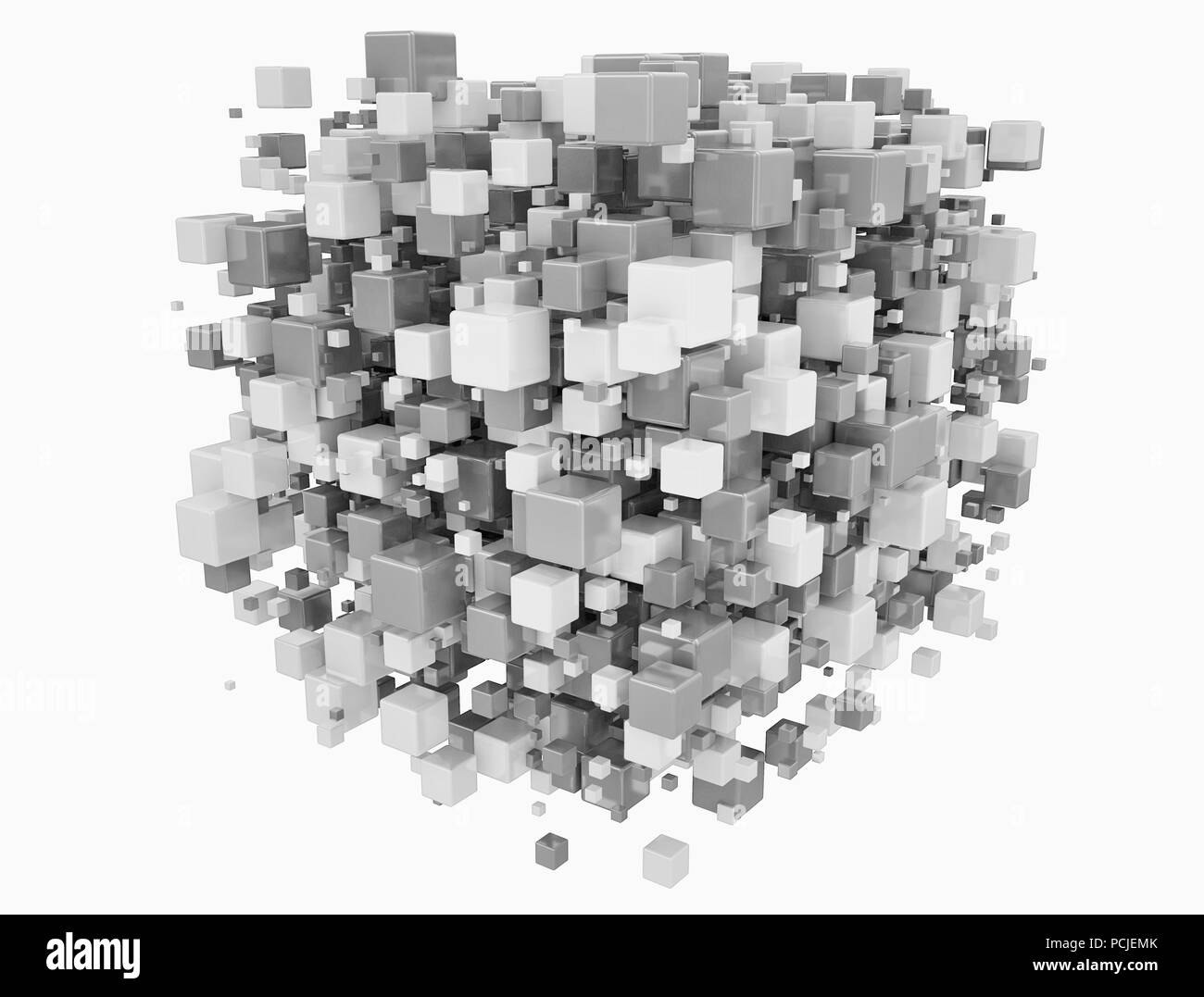 3d cubes abstract digital network background Stock Photo