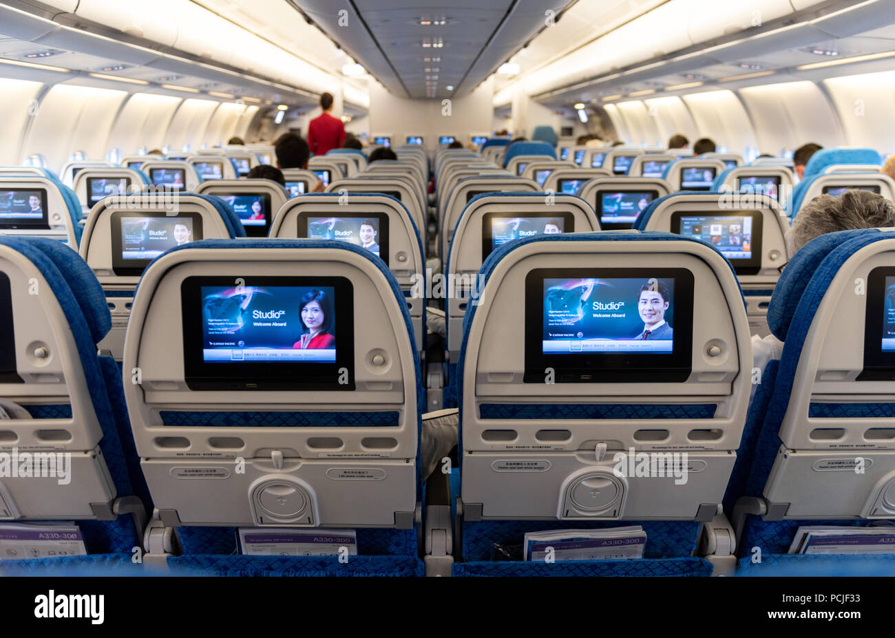 Hong Kong,Hong Kong SAR,China.26th June 2018.On board Cathay Pacific A330-300 airplane. Hong Kong International Airport to Sydney Kingsford Smith Airp Stock Photo