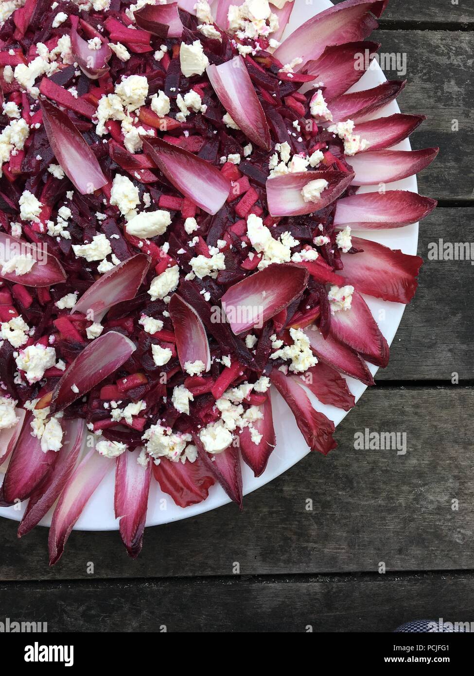 Red endive salad with feta cheese Stock Photo Alamy
