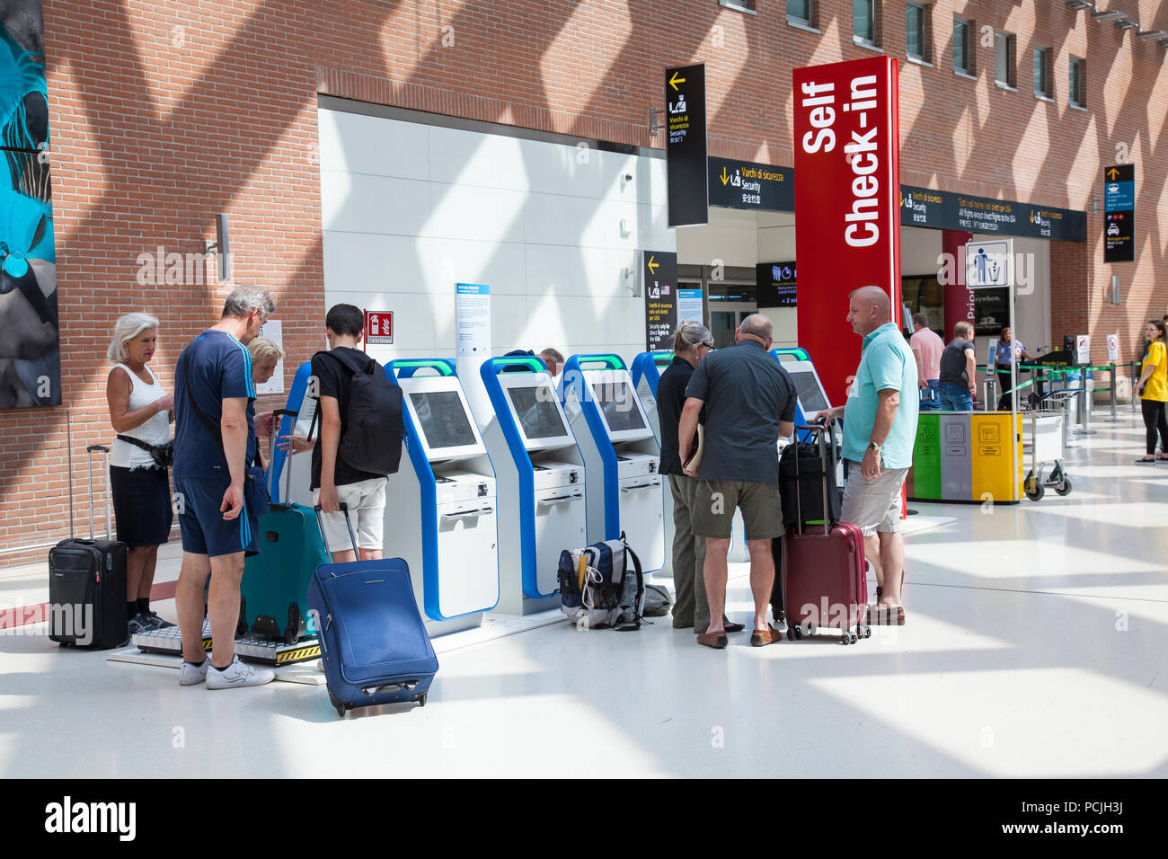Passengers at Venice Marco Polo International airport, Venice,
