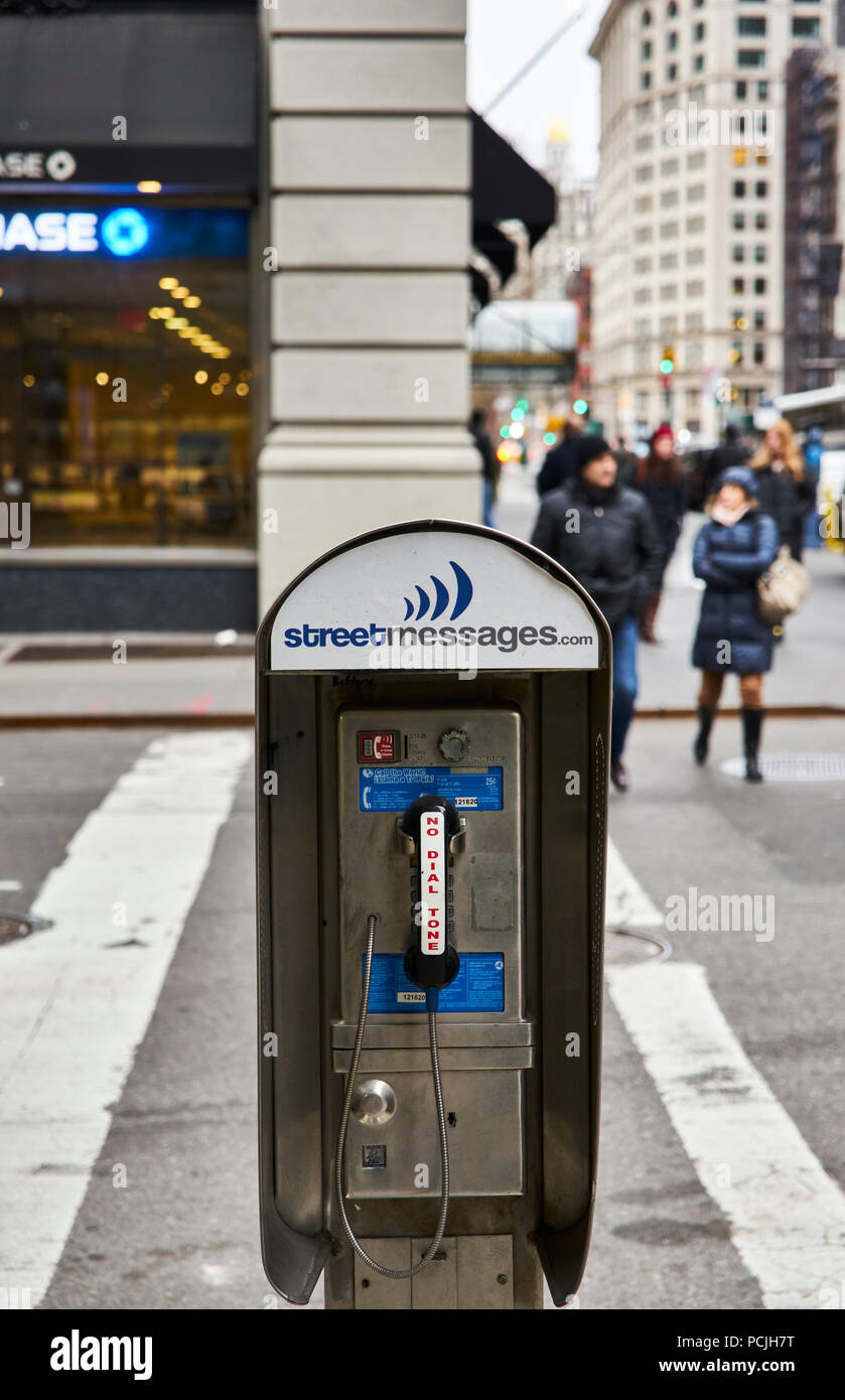Street Messages telephone booth on fifth avenue in New York City Stock ...