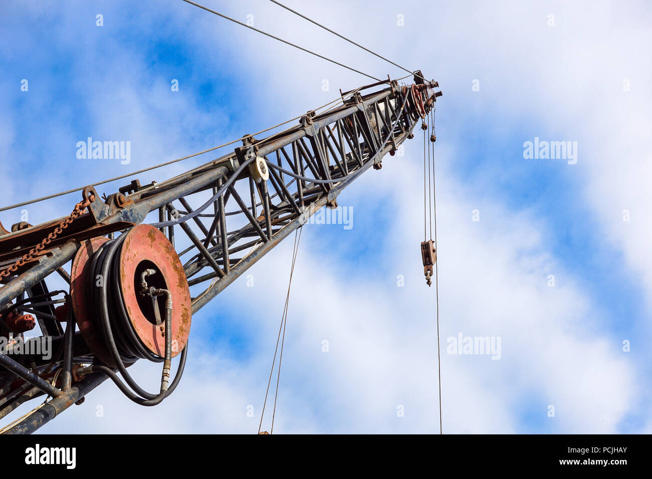 Power crane arm in under construction close up Stock Photo Alamy