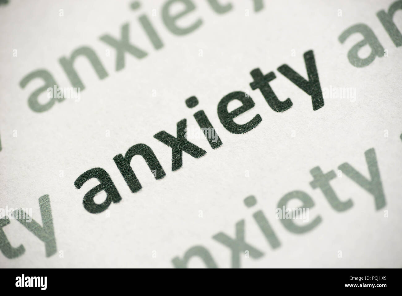 word anxiety printed on white paper macro Stock Photo Alamy