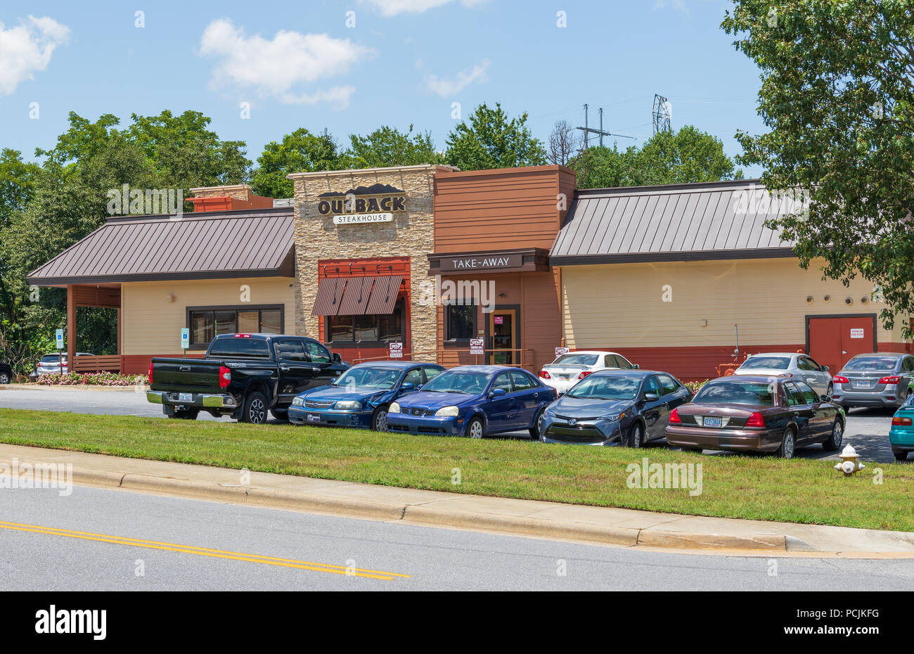 HICKORY, NC, USA-26 JULY 18: Outback Steakhouse is  an Australian-themed American casual dining restaurant chain, based in Tampa, Florida. Stock Photo