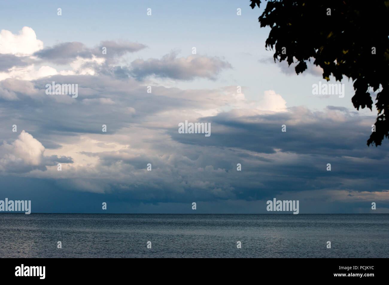 Dark clouds come rolling in over Lake Huron Stock Photo