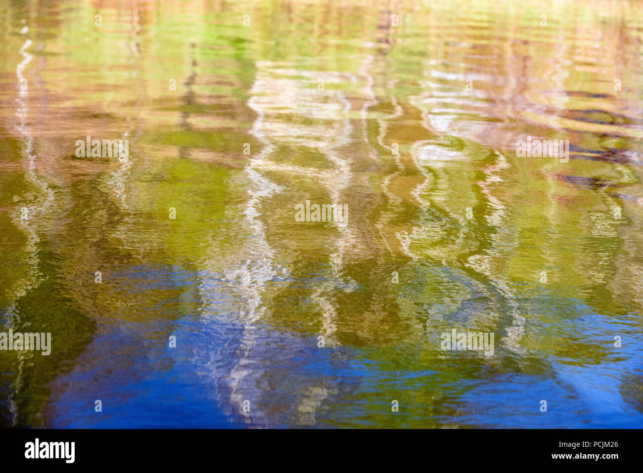 Spring reflections in Elbow Lake, Wanup, Ontario, Canada Stock Photo