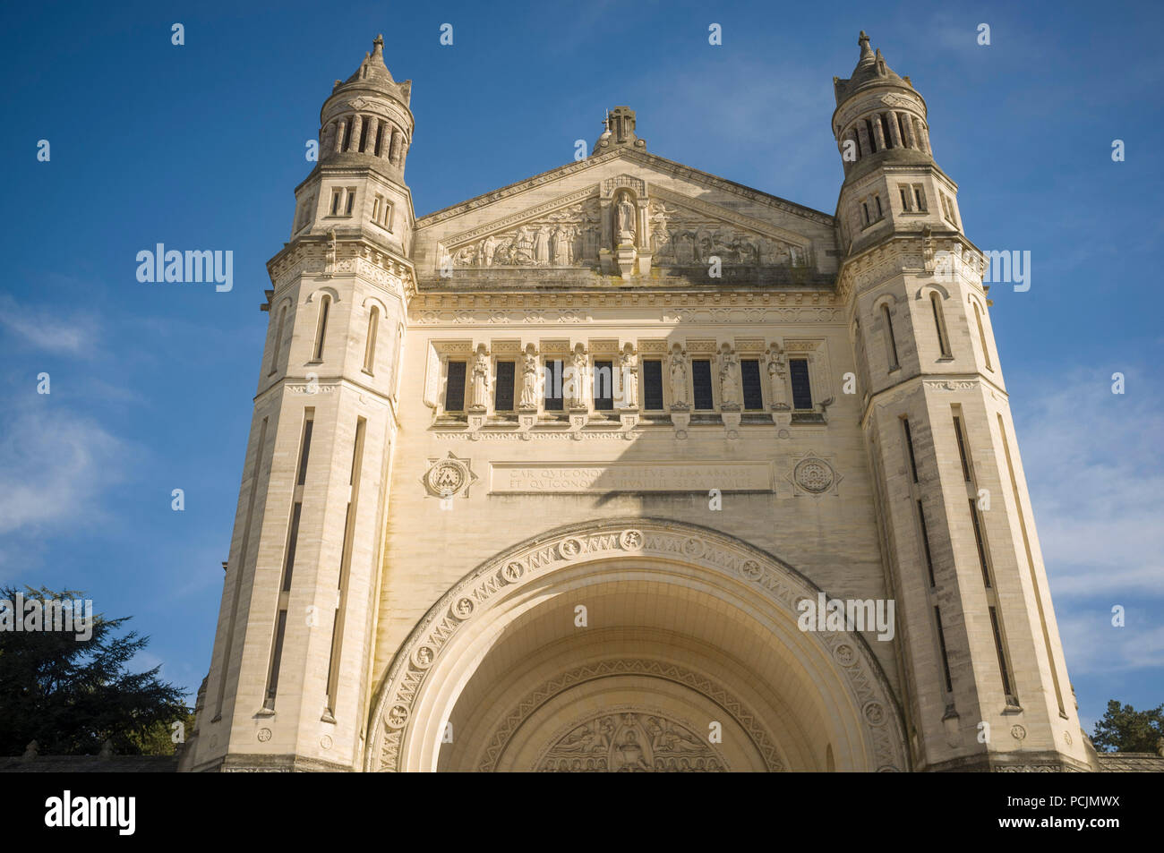 The facade of the Basilica of St. Thérèse, Lisieux, Normandy, France