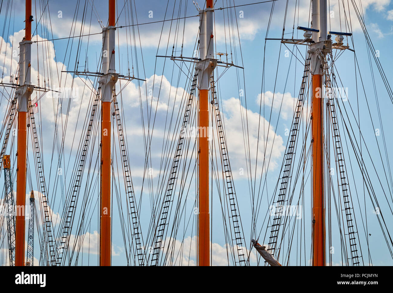Close up picture of sailing ship masts Stock Photo Alamy