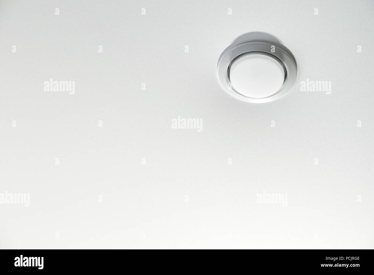 Built-in LED ceiling light in white stretch ceiling close-up Stock ...
