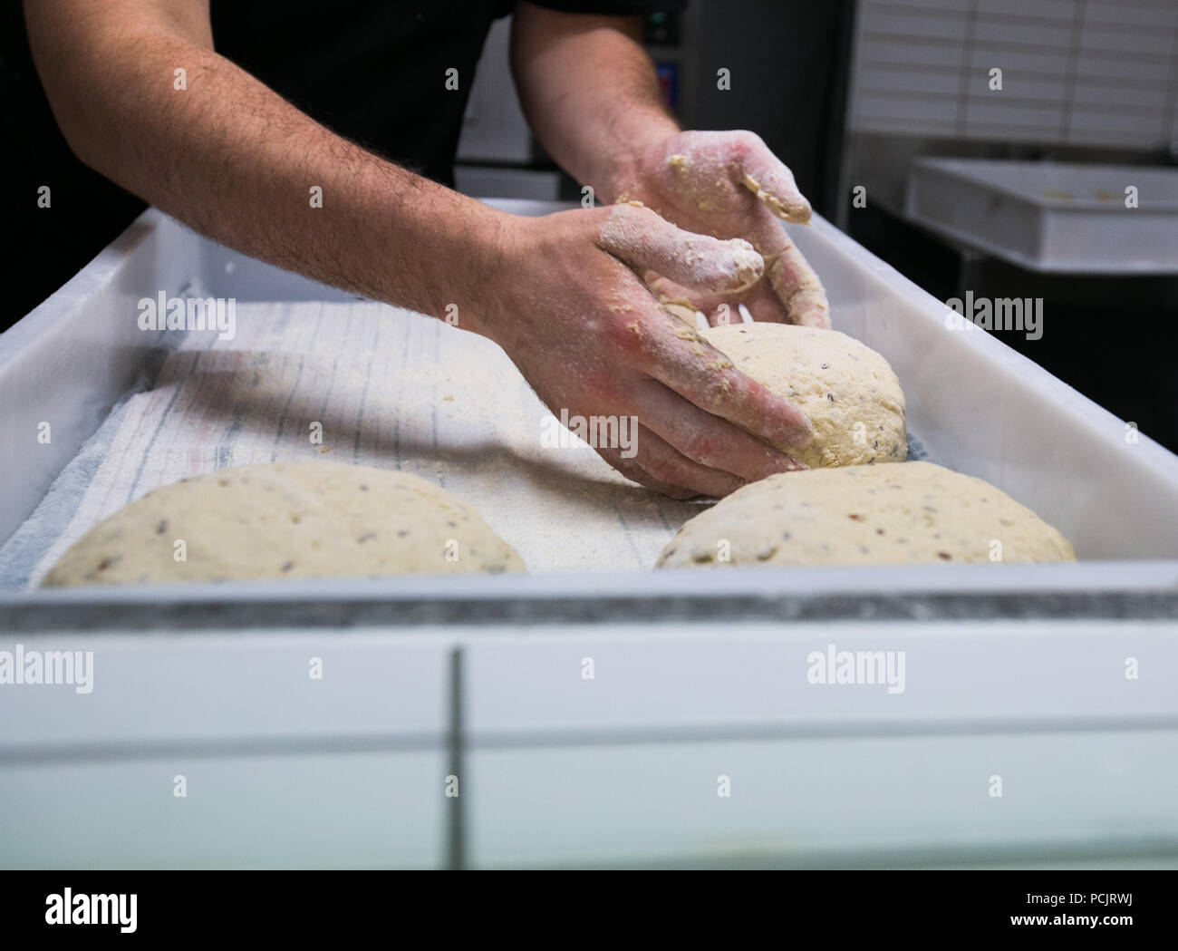 Bread being made at Hawthorn Common cafe in Melbourne Stock Photo