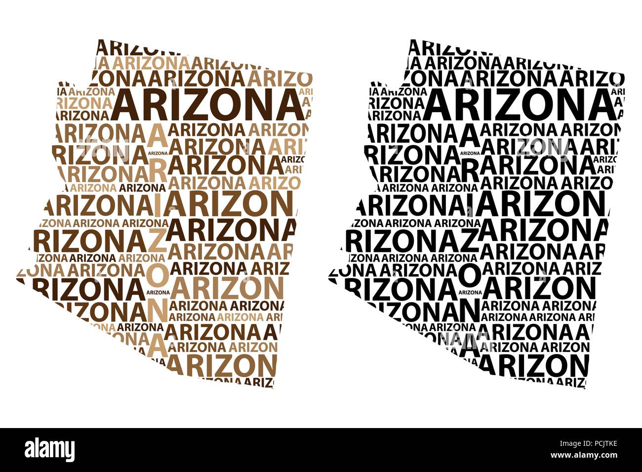Sketch Arizona (United States of America) letter text map, Arizona map
