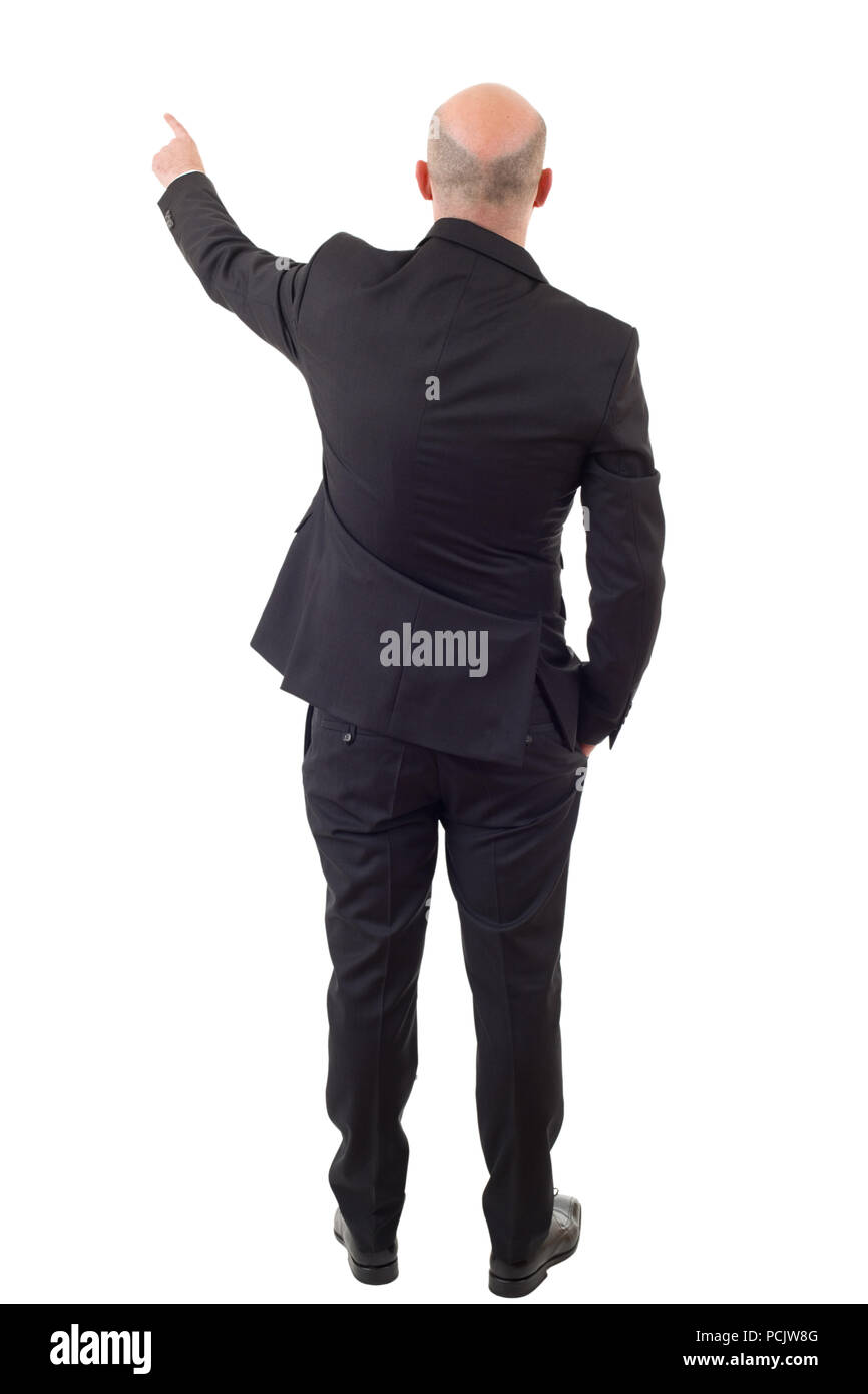 Back view of a business man pointing finger, isolated Stock Photo - Alamy