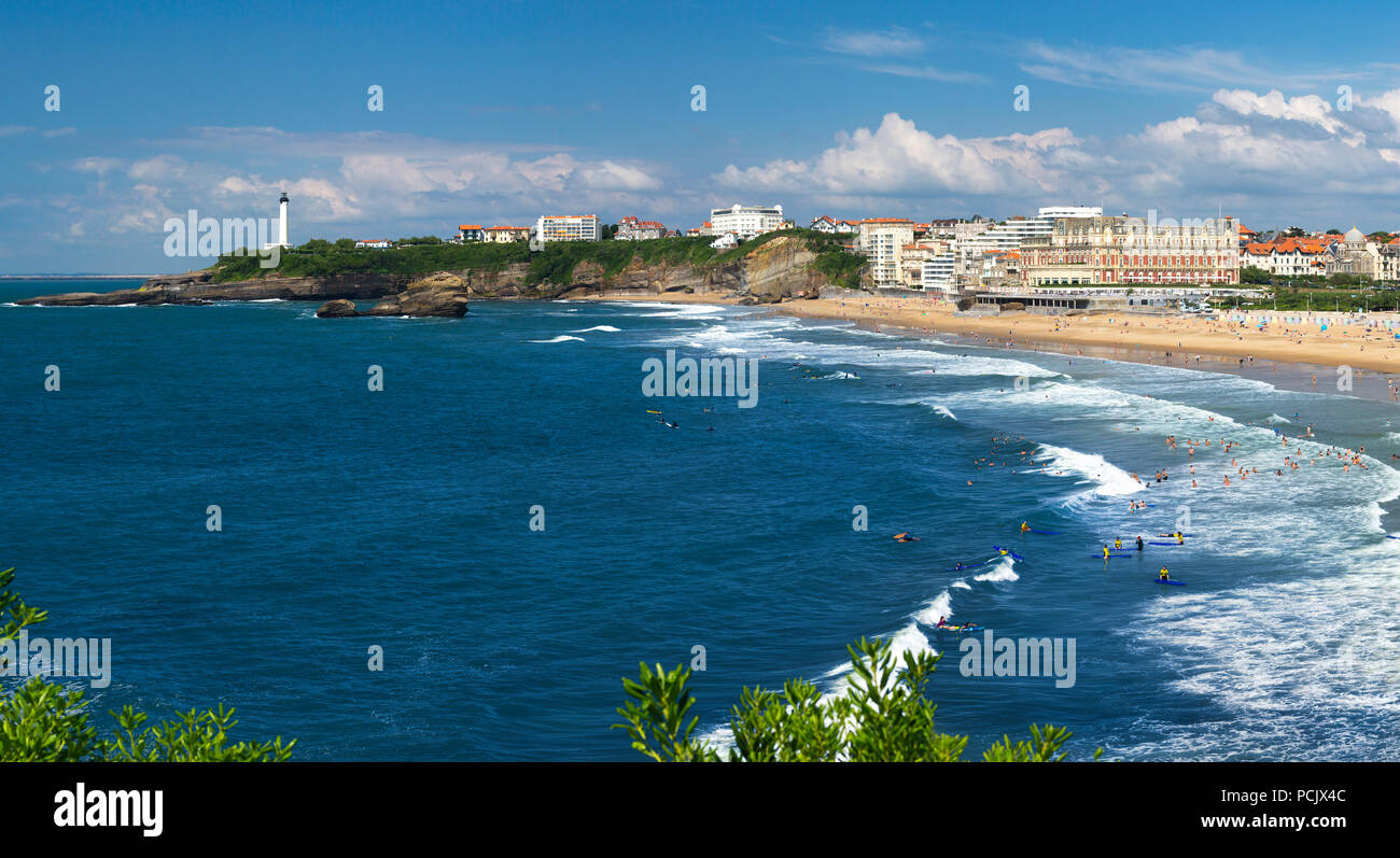 The Biarritz Big beach and the Miramar beach (Pyrénées-Atlantiques - Aquitaine - France). Stock Photo