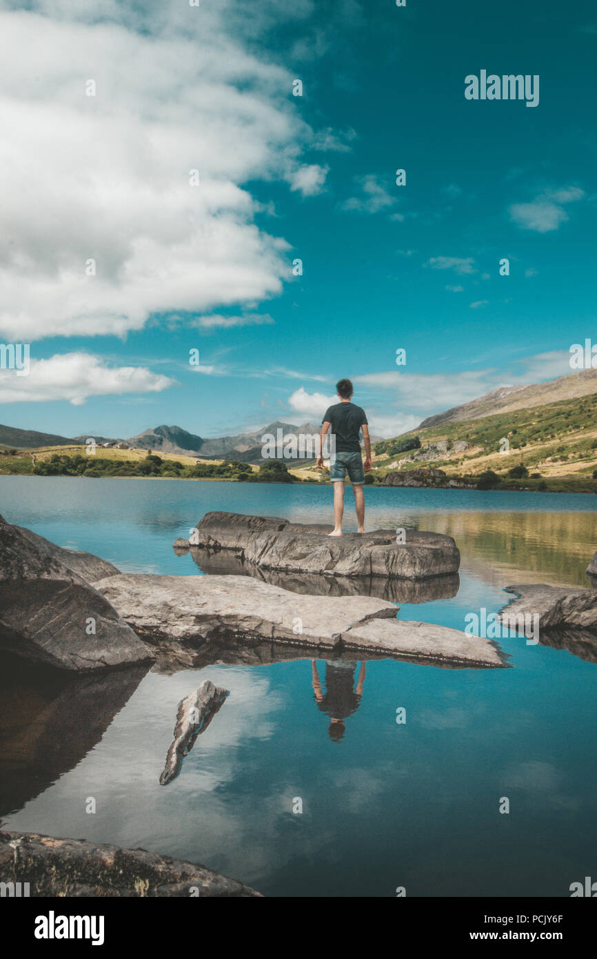 Lake in Snowdonia Stock Photo