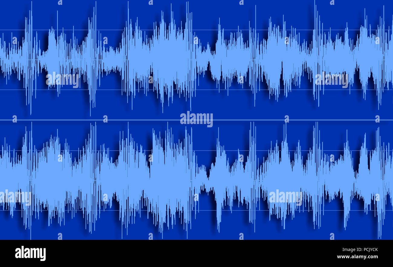 Shape of sound waves on a blue background Stock Photo - Alamy