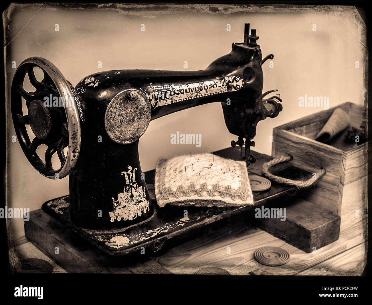 old sewing machine Stock Photo Alamy
