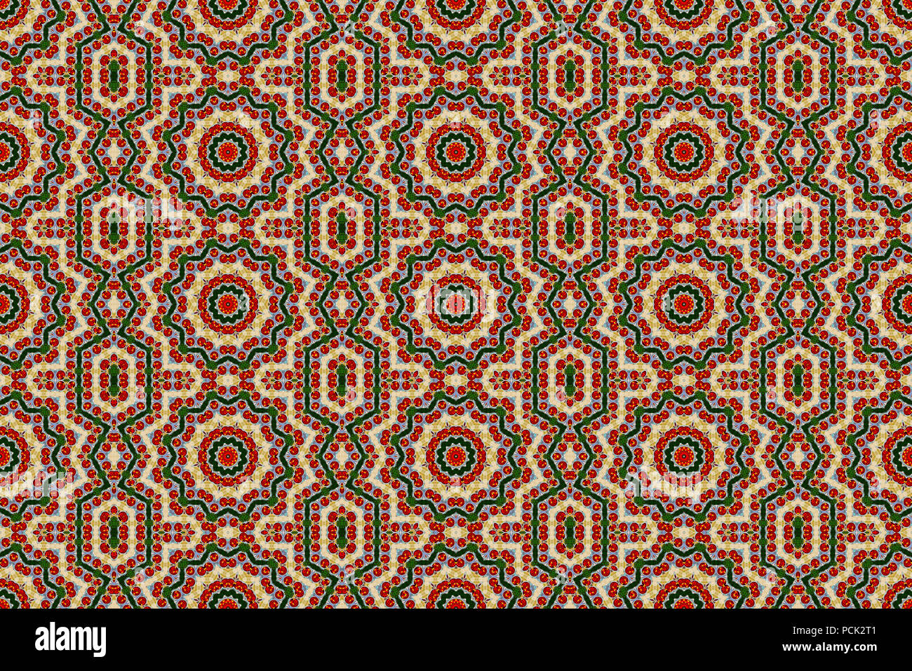 Seamless pattern background, repeating abstract kaleidoscope shape symmetrical backdrop for graphic design Stock Photo