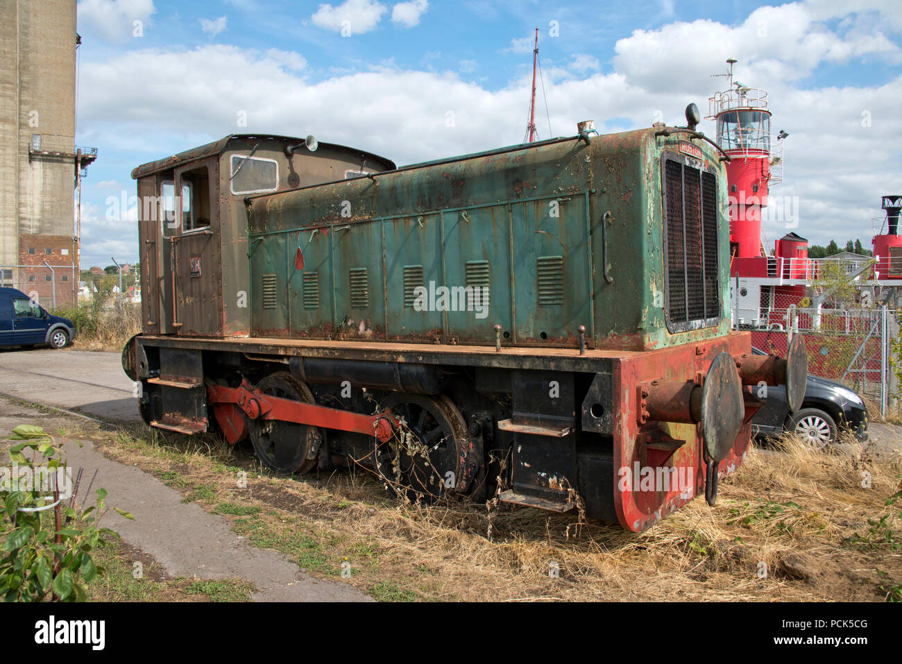 A Ruston diesel locomotive shunting engine at Sharpness Docks, Gloucestershire, United Kingdom Stock Photo