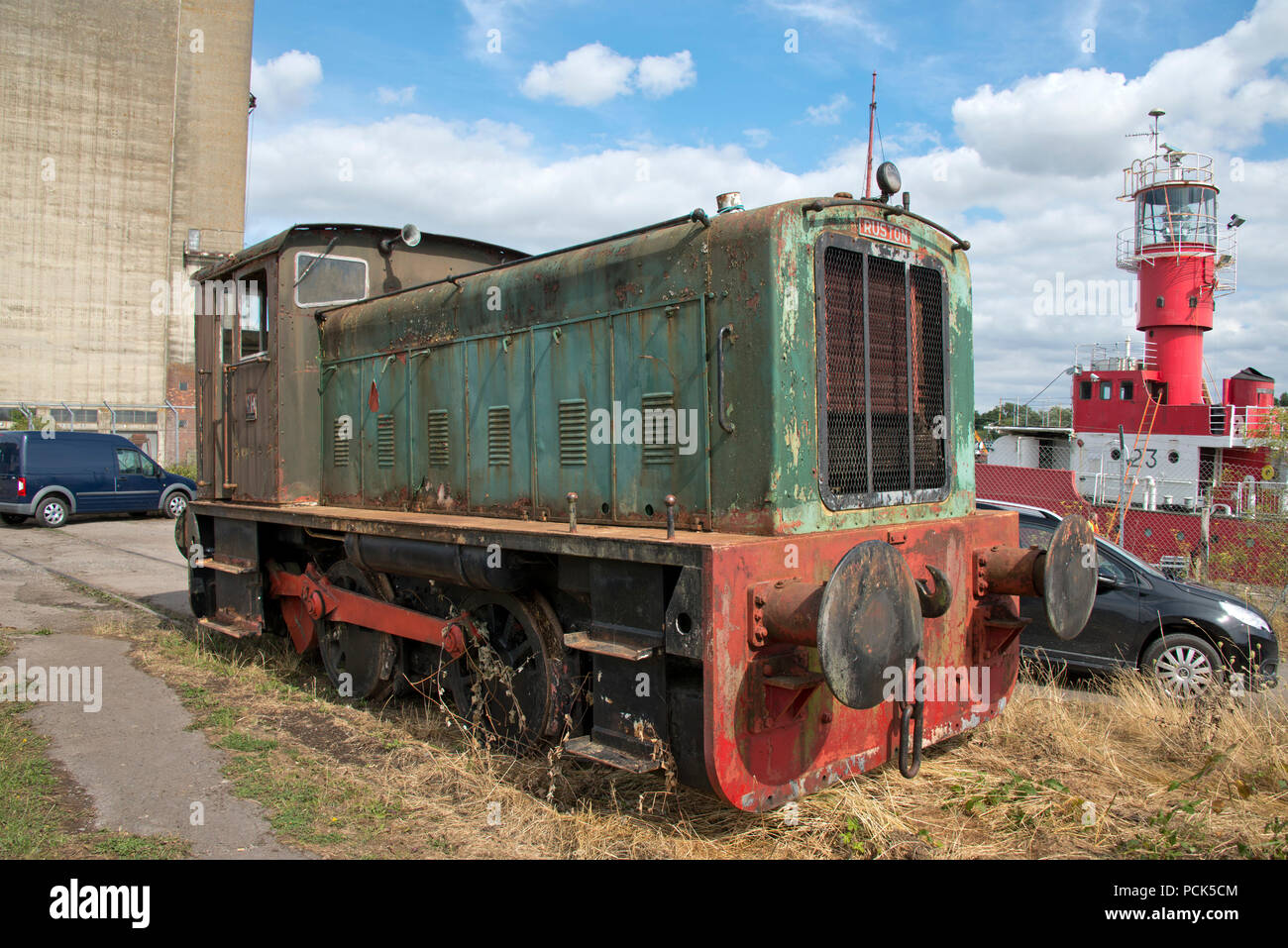 A Ruston diesel locomotive shunting engine at Sharpness Docks, Gloucestershire, United Kingdom Stock Photo