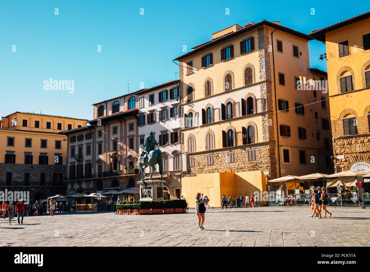 Florence, Italy - August 14, 2016 : Piazza della Signoria and old buildings Stock Photo