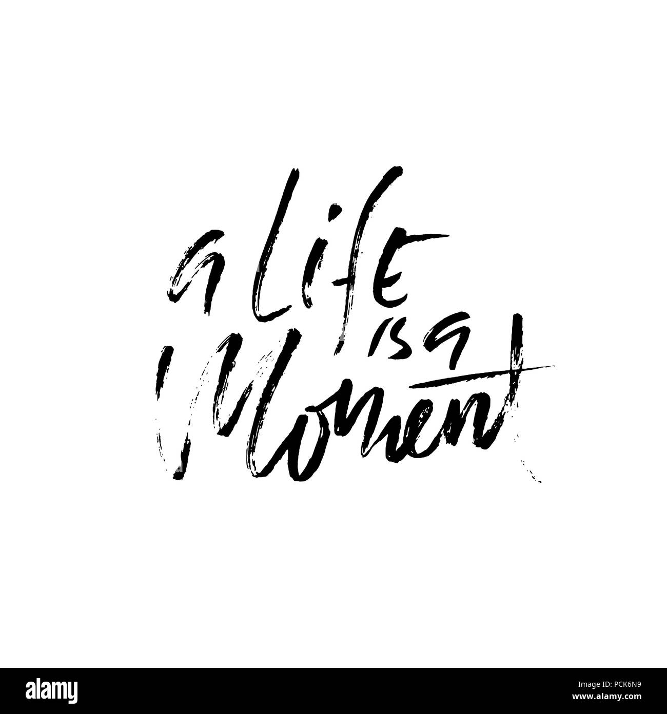 Life is a moment. Hand drawn dry brush lettering. Ink illustration. Modern calligraphy phrase. Vector illustration. Stock Vector
