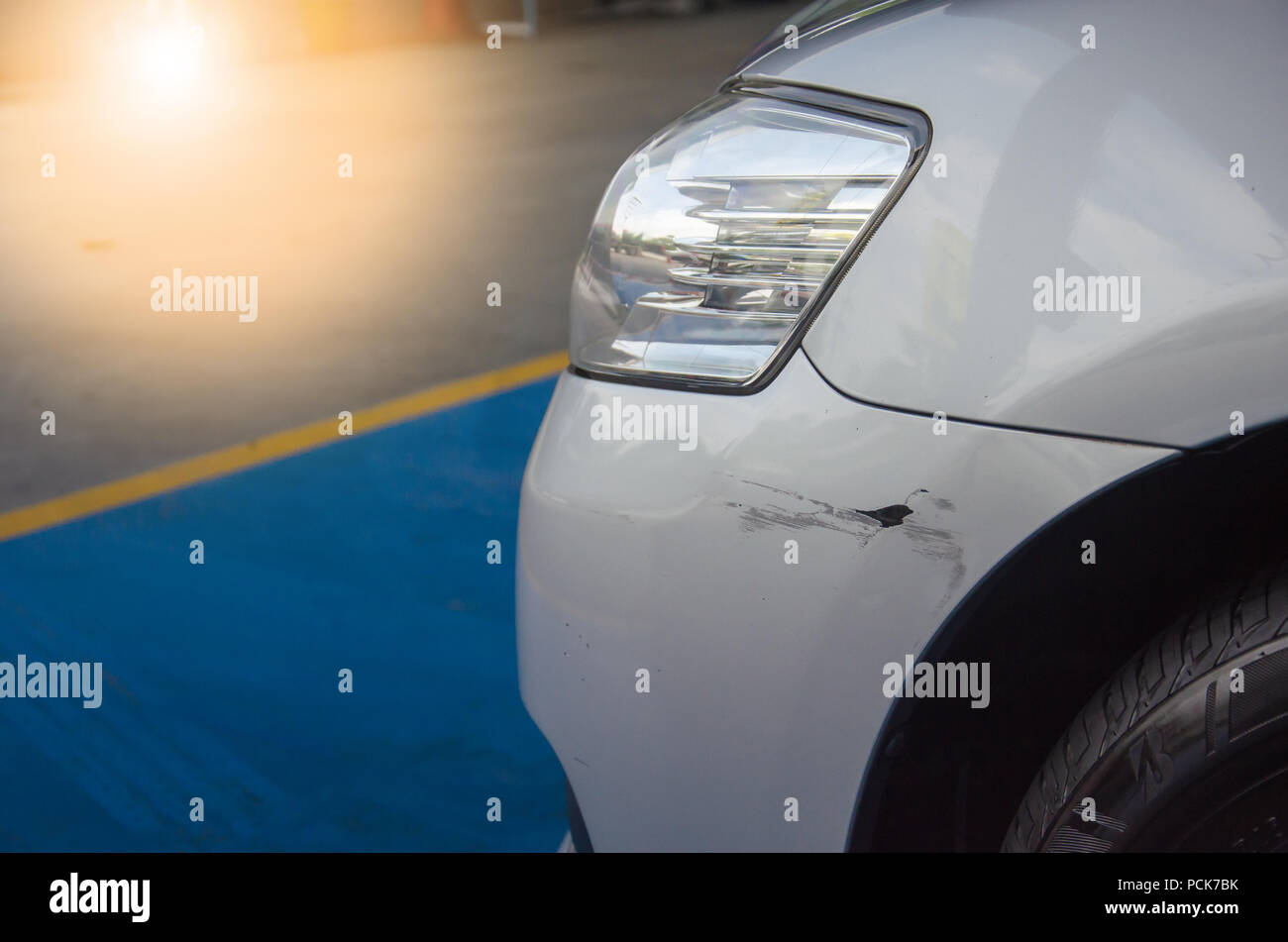 Bumper accident in front of the car crashes Stock Photo Alamy