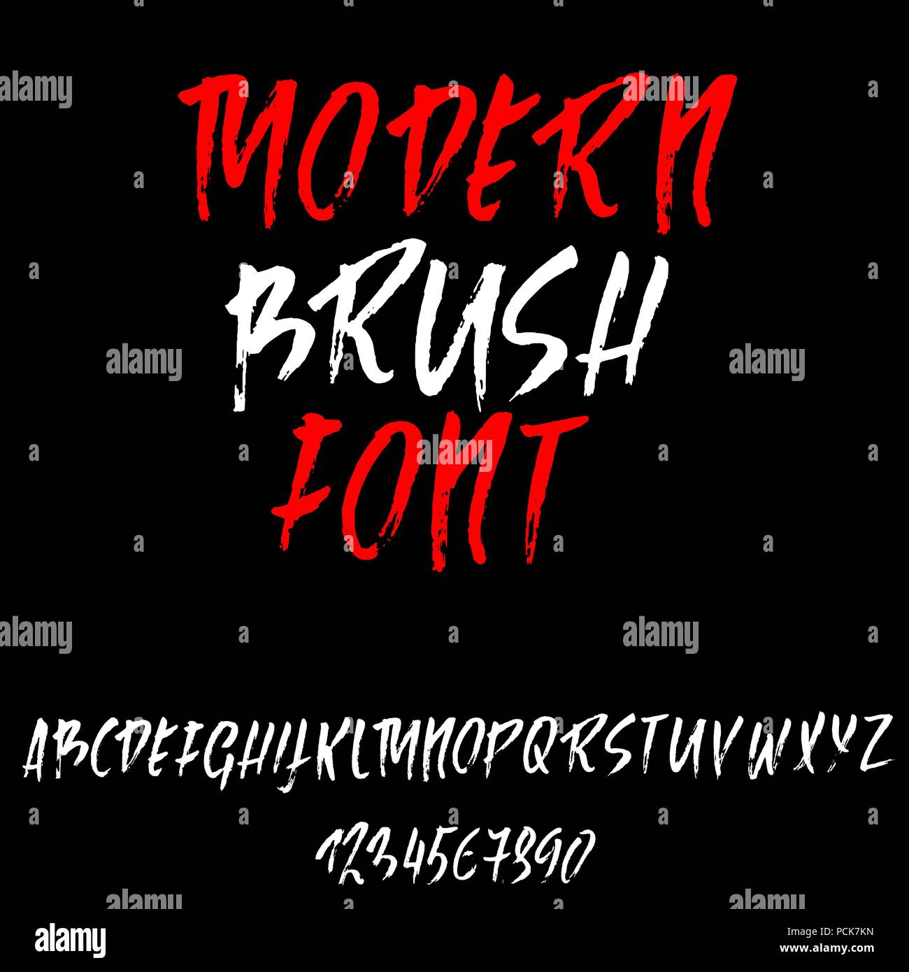 Hand drawn modern dry brush lettering. Grunge style alphabet ...