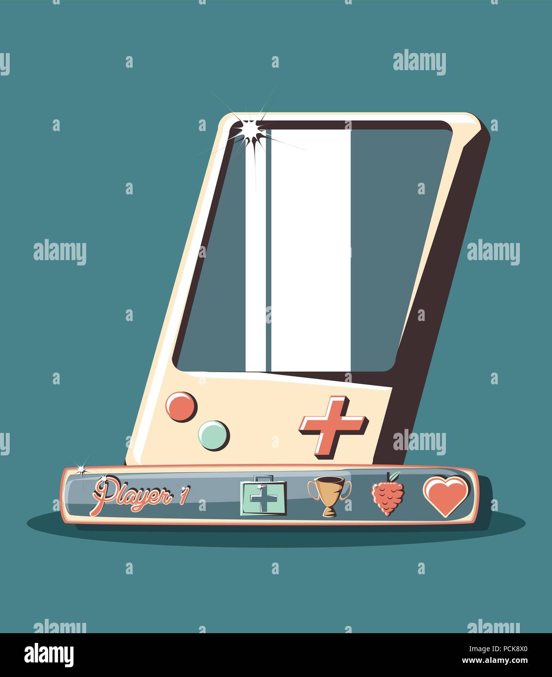 retro videogames design with portable videogame icon over blue  background, colorful design. vector illustration Stock Vector