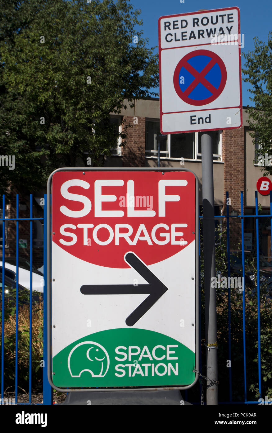 standing board street advert and directions for a self storage facility