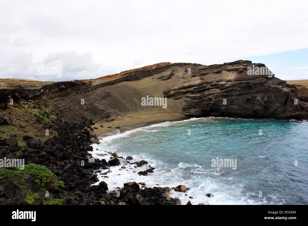 View Of The Entire Bay Of The Papakolea Beach, Also Known As The Green 