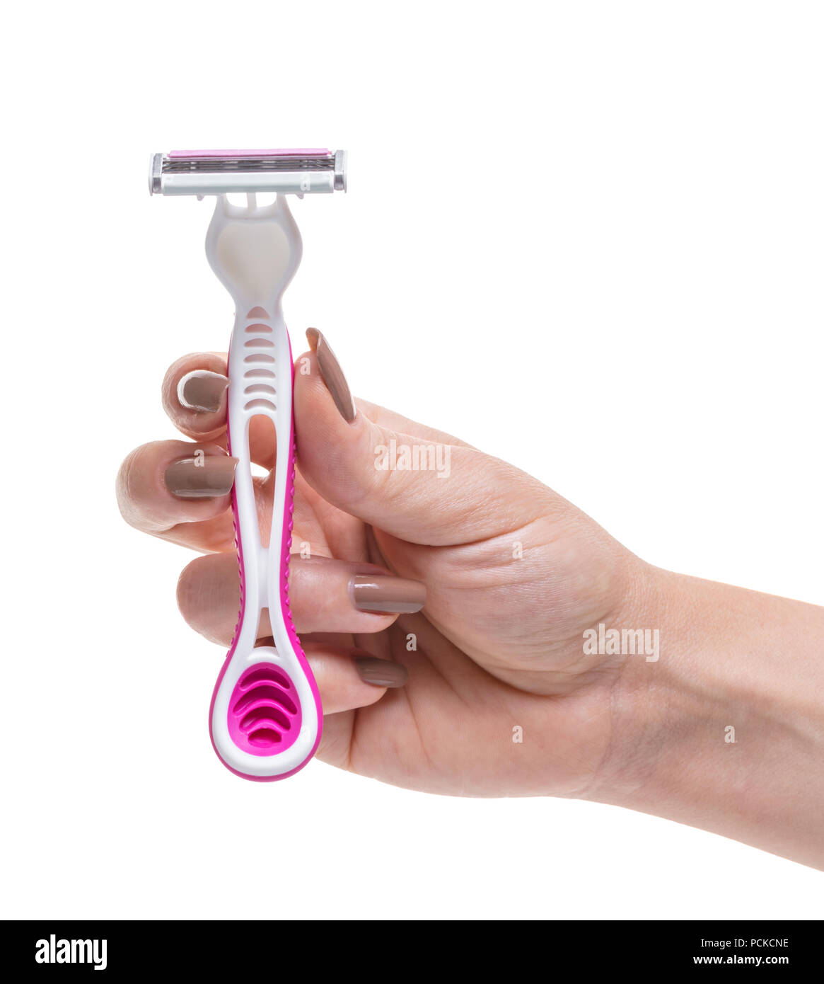 Woman Handing Razor Hand razor in a female hand on white isolated background Stock Photo - Alamy