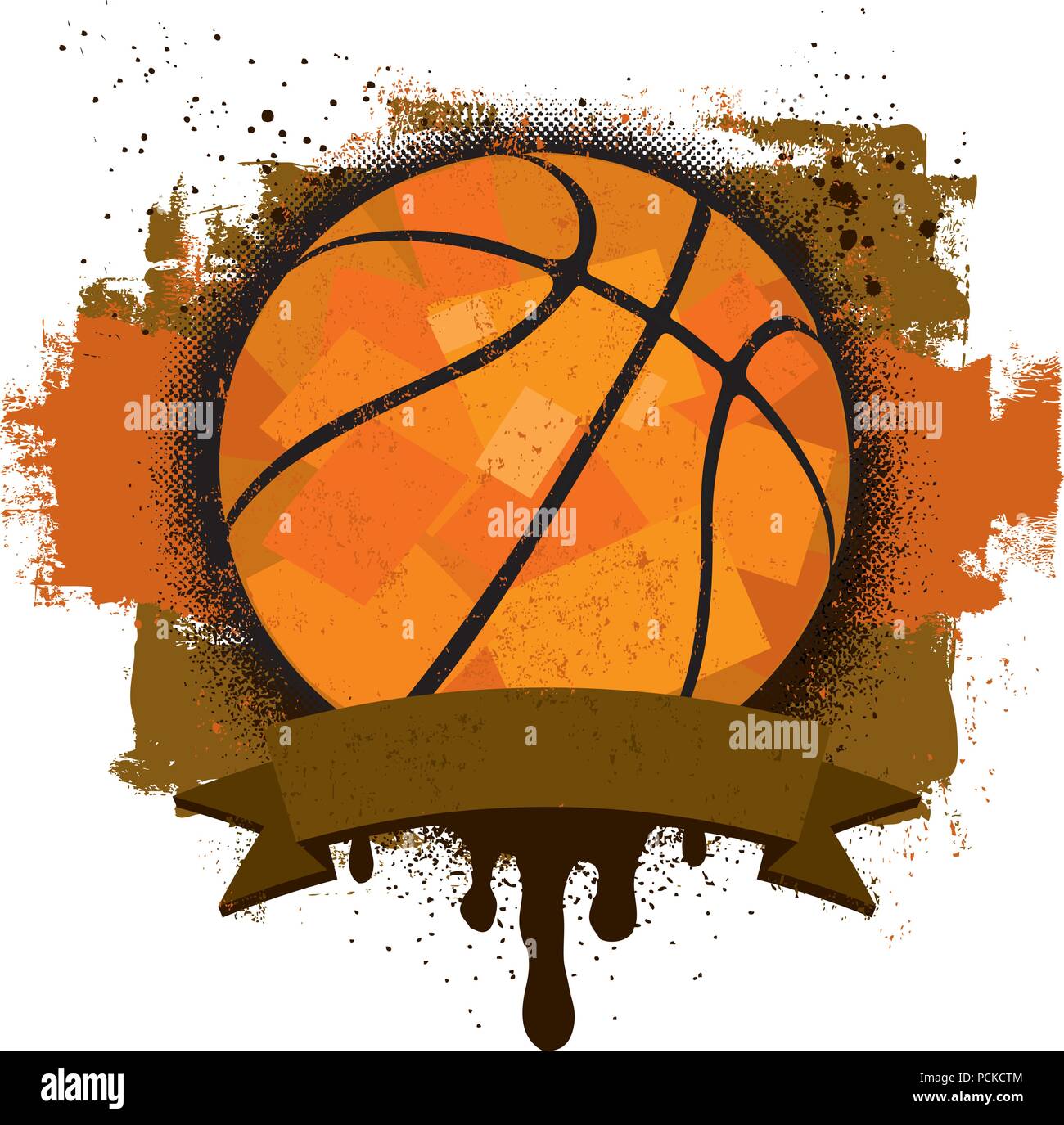 Basketball Insignia A basketball with a text banner over a textured ...
