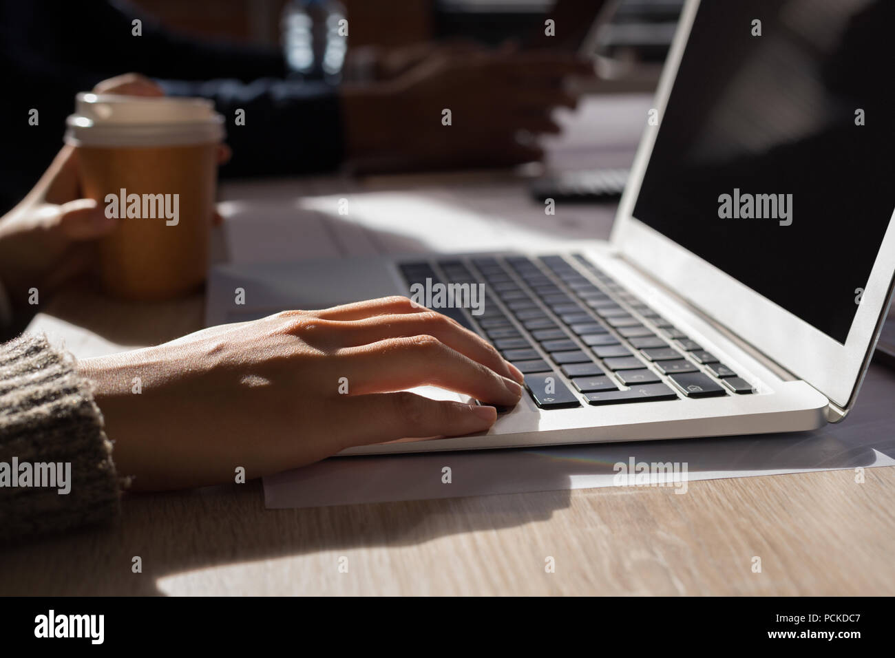 Business colleagues working on laptop Stock Photo