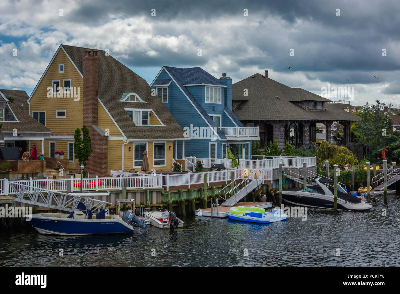 Houses along the Intracoastal Waterway in Ventnor City, New Jersey