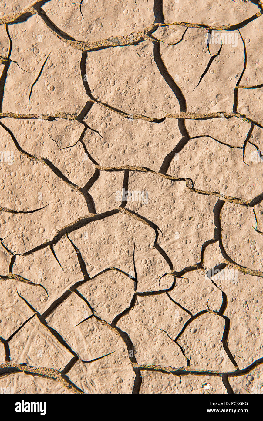 Drying cracks in clay soil, background image, Groß-Gerau, Rüsselsheim am Main, Hesse, Germany Stock Photo