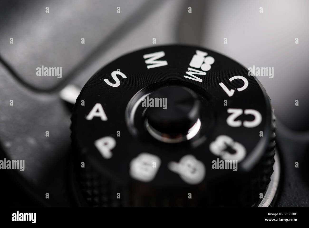 Digital Camera Control Dial Showing Aperture, Shutter Speed, Manual and