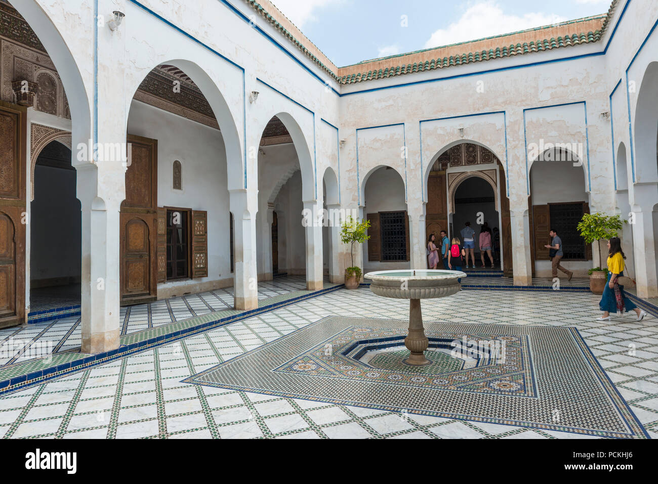 Courtyard with columns and fountain, Arabic ornamentation, Bahia Palace
