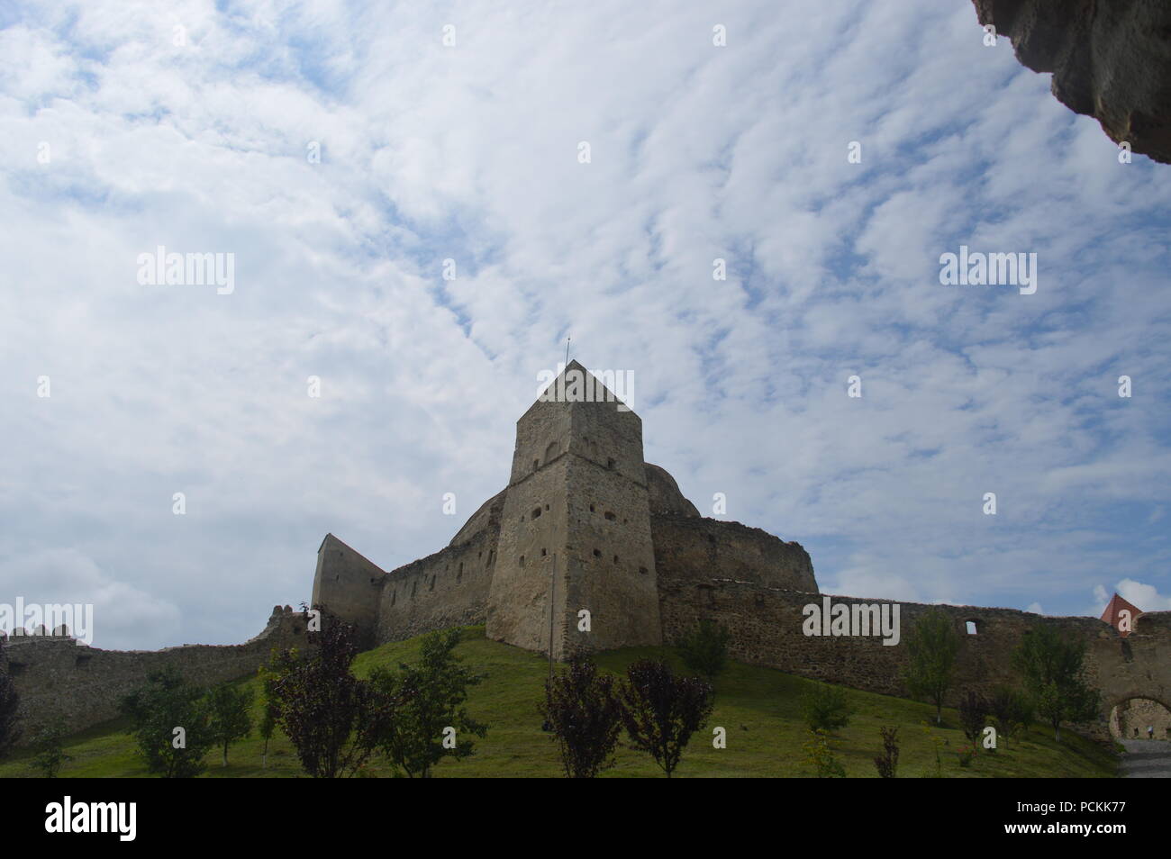 Rupea Fortress on hilltop, Transylvania Stock Photo