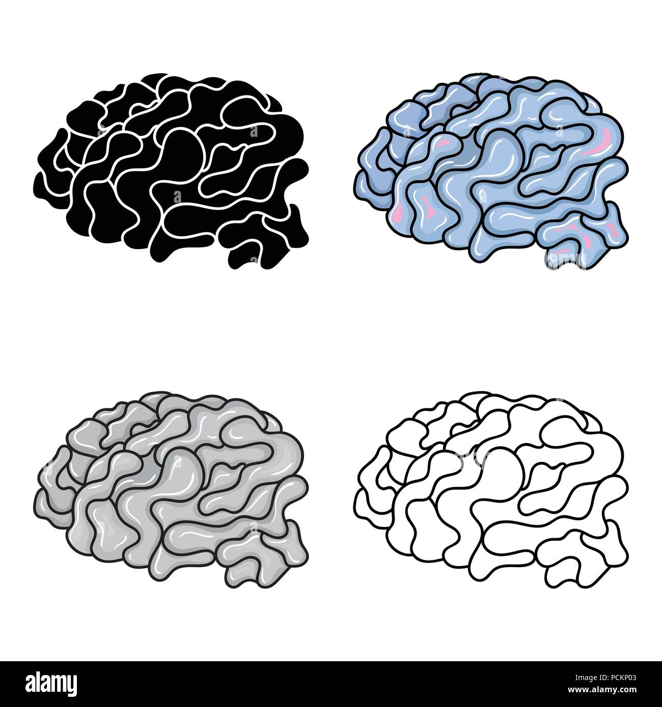 Brain in the virtual reality icon in cartoon style isolated on white ...